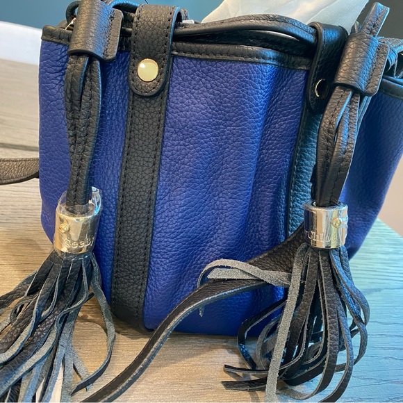 NWT See by Chloe Electric blue and black Crossbody shoulder leather bag tassels - Picture 5 of 14